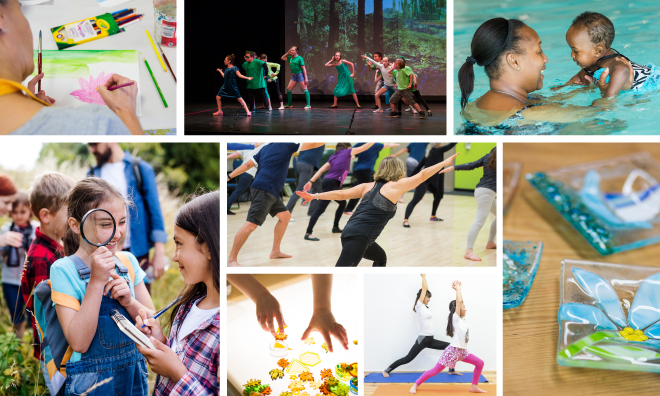 collage of spring and summer themed program photos